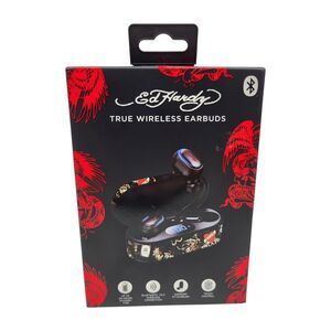 Ed Hardy True Wireless Earbuds Black Y2K Tattoo New In Box